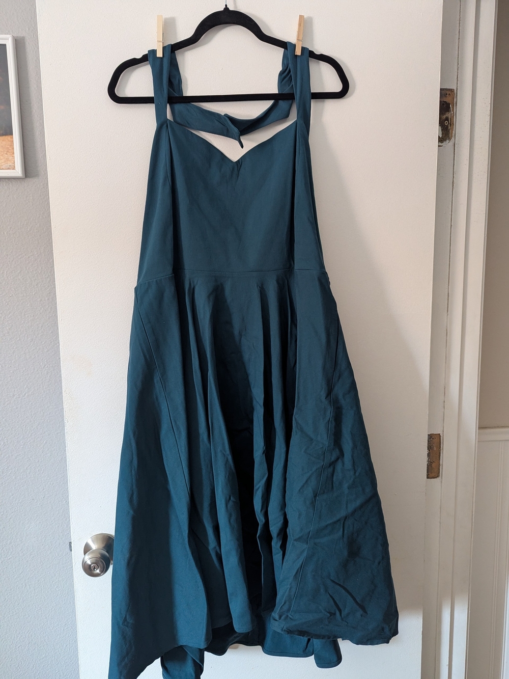 Unique Vintage Women's Teal Halter Swing Sample Dress